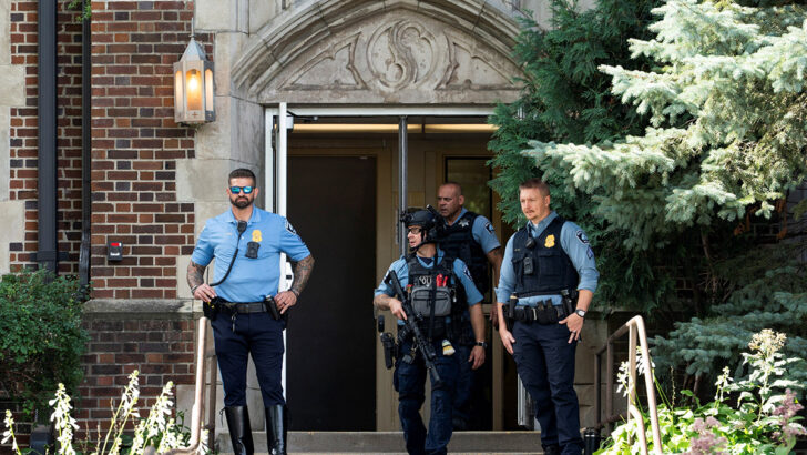 Can parishes lock doors after a school Mass begins for safety?