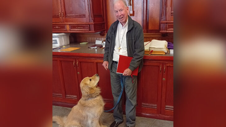 Meet our bishop – and his helpful and supportive dog